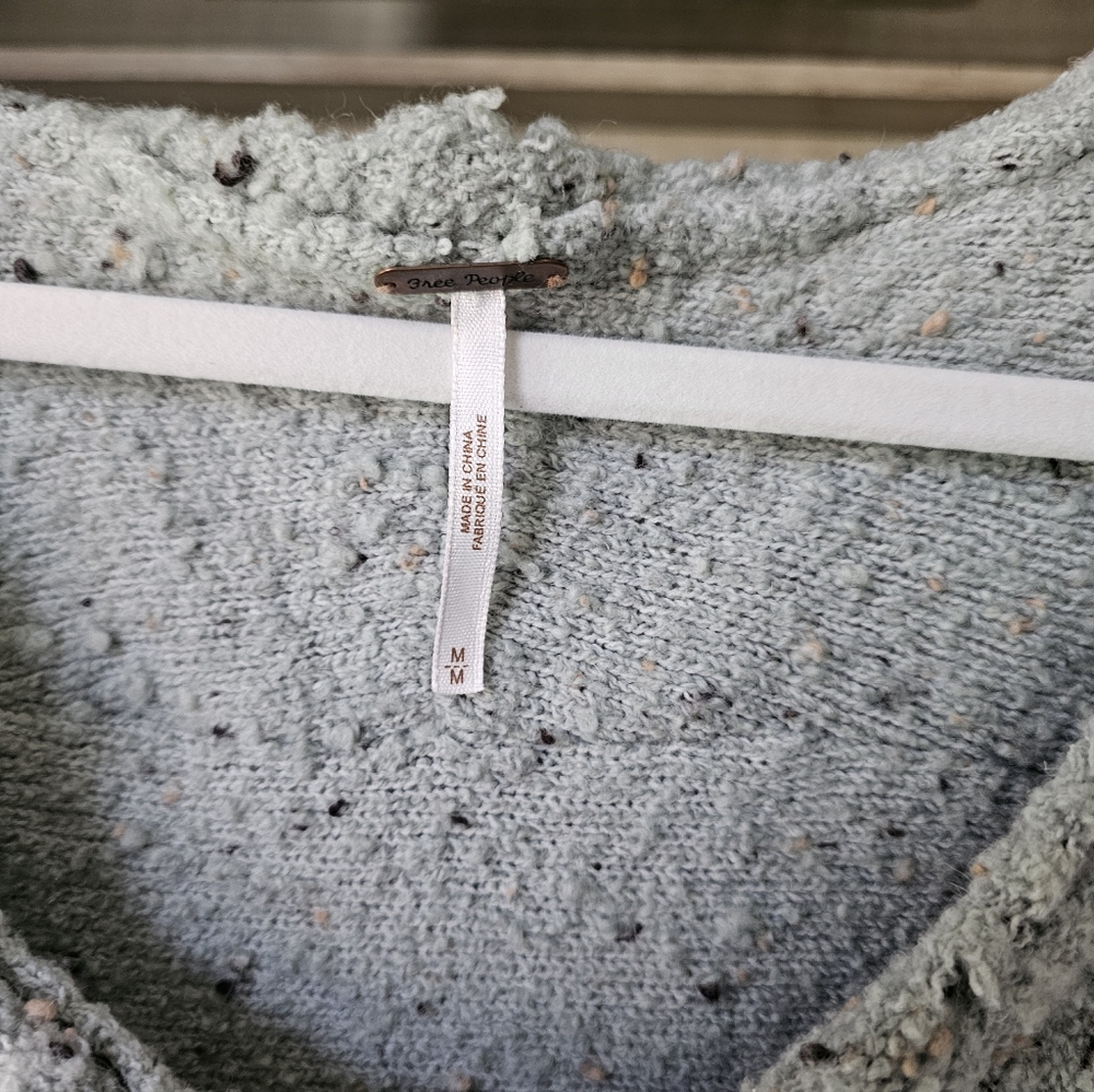 Free People Marsala Boucle Textured Oversized Wool Short Sleeve Sweater Size M - Picture 3 of 7